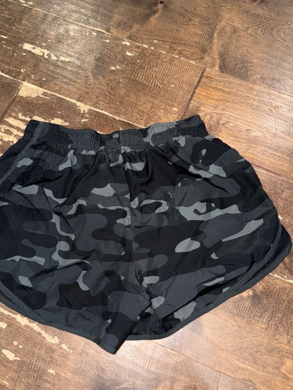 Nike Women's Black and Gray Camo Athletic Shorts